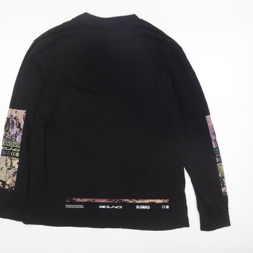 River Island Men’s Black Graphic Long Sleeve Cotton Shirt L