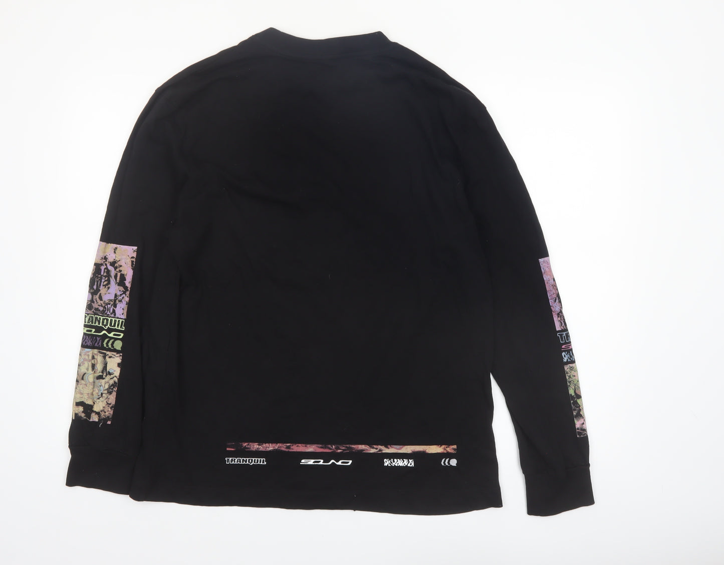 River Island Men’s Black Graphic Long Sleeve Cotton Shirt L