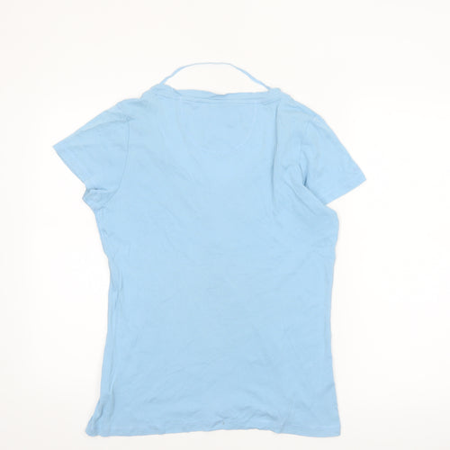 Fat Face Women's Blue Cotton Short Sleeve Scoop Neck T-Shirt Size 16