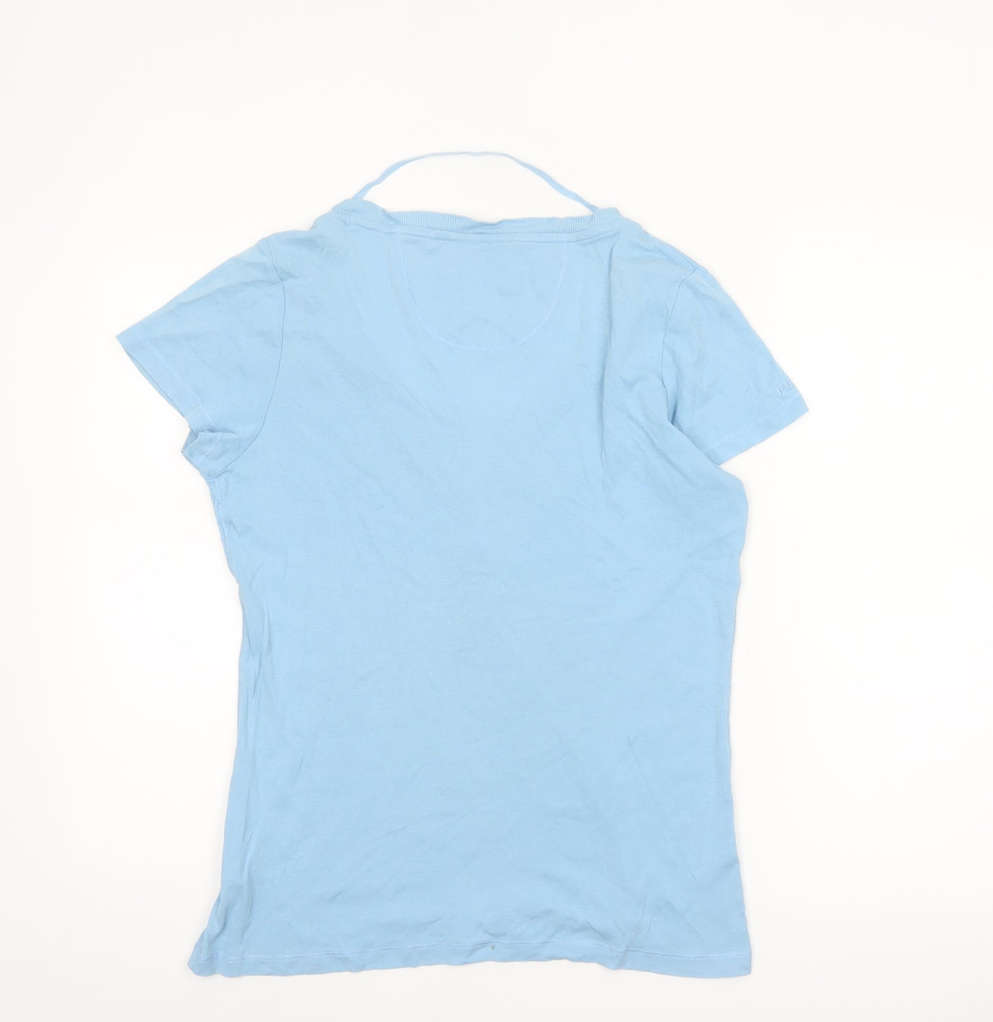 Fat Face Women's Blue Cotton Short Sleeve Scoop Neck T-Shirt Size 16