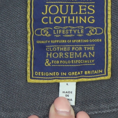 Joules Men's Grey Polo Shirt L Gurkha Elephant Polo Embroidered Cotton