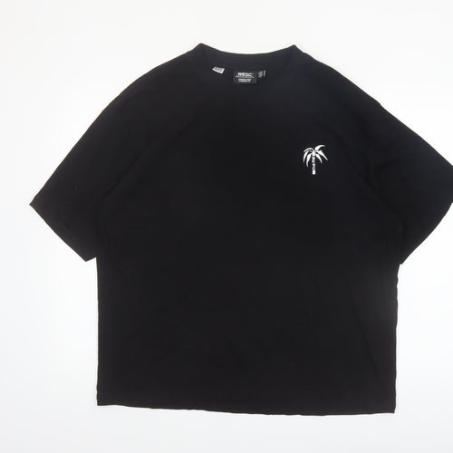 WESC Men's Black XL Palm Graphic Crew Neck Cotton T-Shirt