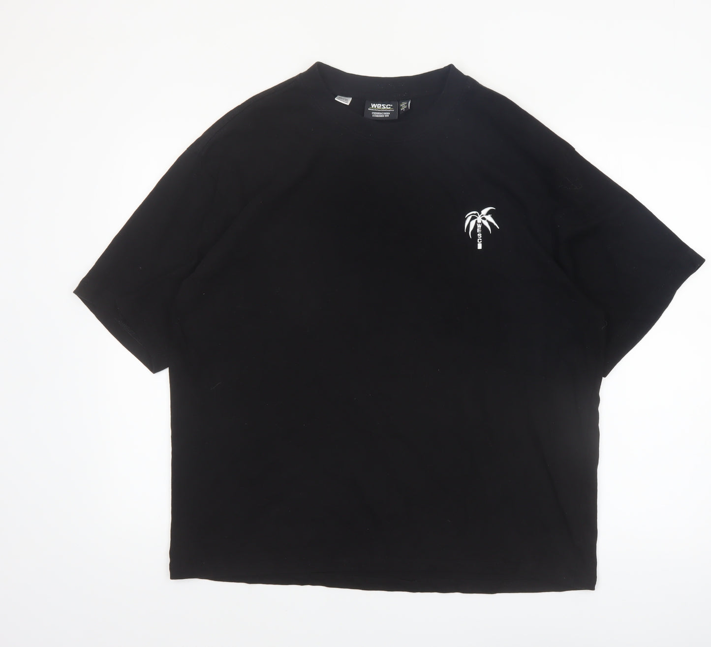 WESC Men's Black XL Palm Graphic Crew Neck Cotton T-Shirt