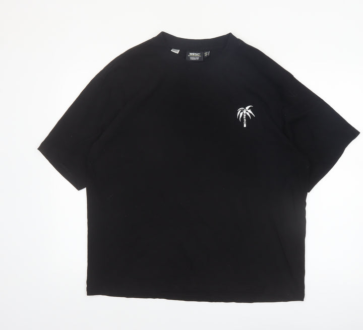WESC Men's Black XL Palm Graphic Crew Neck Cotton T-Shirt
