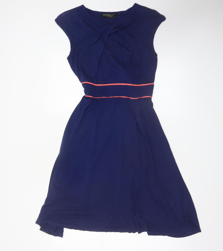 Doll & Frog Women's Blue Fit & Flare Sleeveless Dress Size 10
