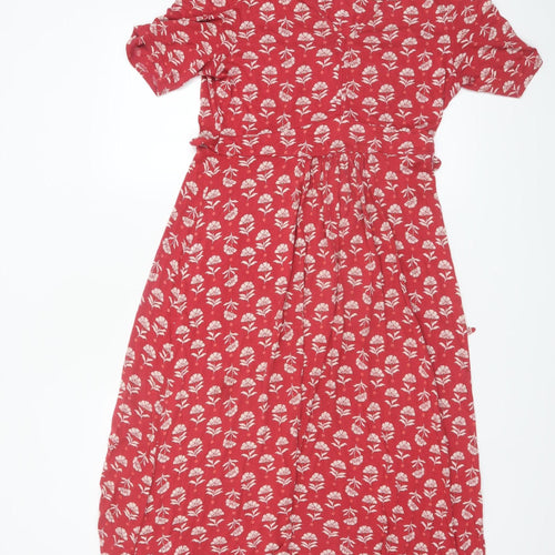 Seasalt Cornwall Women’s Red Floral Fit & Flare Midi Dress UK 10