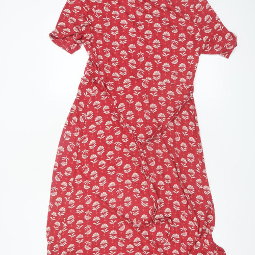 Seasalt Cornwall Women’s Red Floral Fit & Flare Midi Dress UK 10