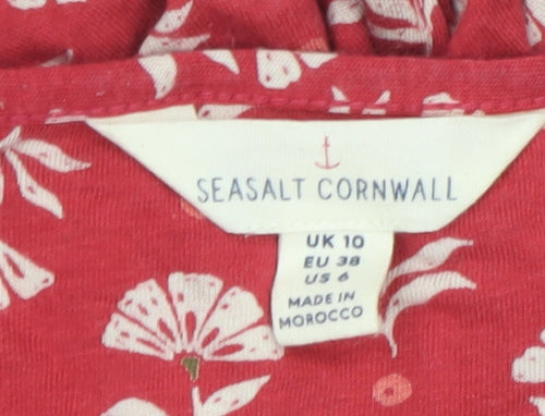 Seasalt Cornwall Women’s Red Floral Fit & Flare Midi Dress UK 10