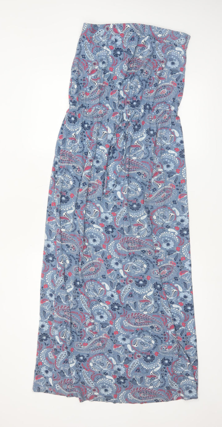 Next Women Blue Paisley Strapless Maxi Dress Size 14