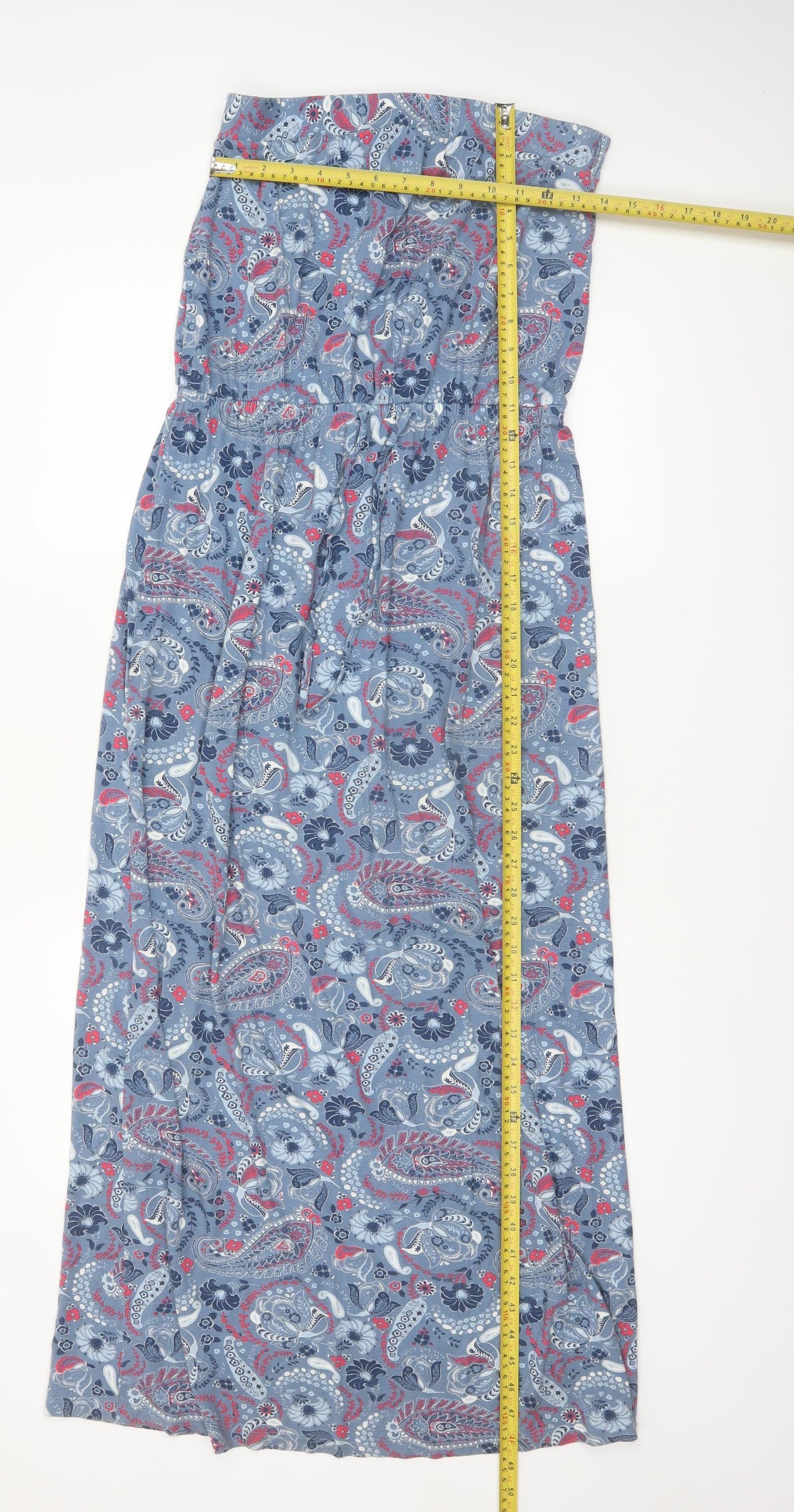 Next Women Blue Paisley Strapless Maxi Dress Size 14