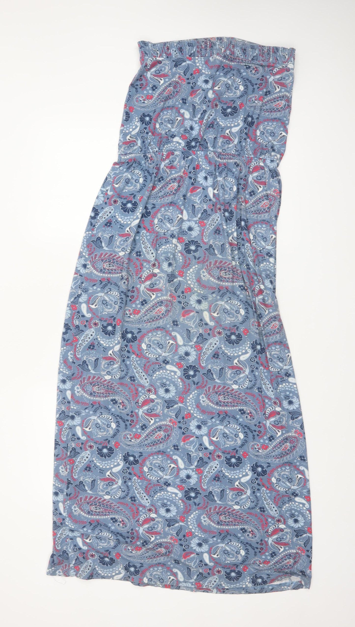 Next Women Blue Paisley Strapless Maxi Dress Size 14