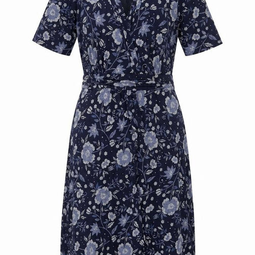 Cambridge Dry Goods Womens Blue Floral Wrap Dress UK 10 Cotton