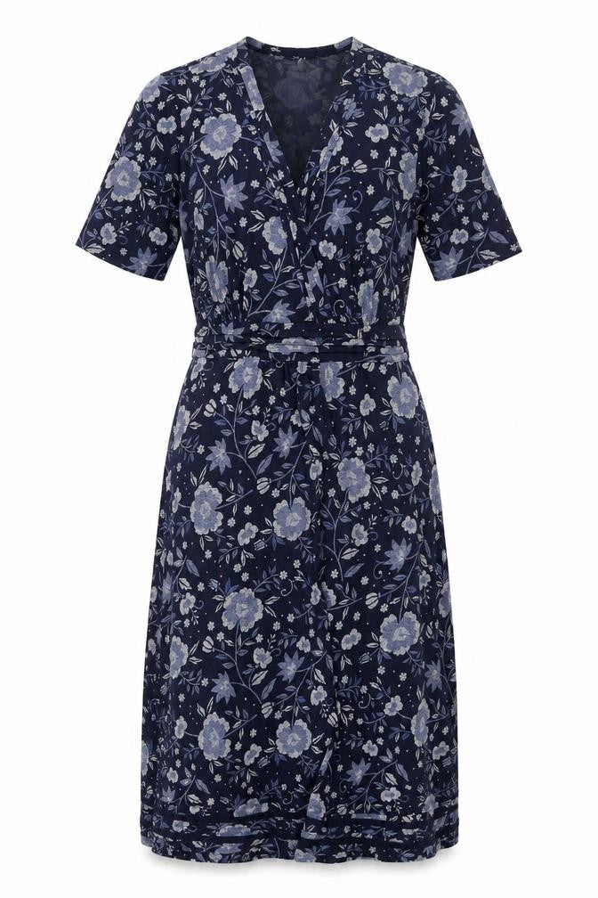 Cambridge Dry Goods Womens Blue Floral Wrap Dress UK 10 Cotton