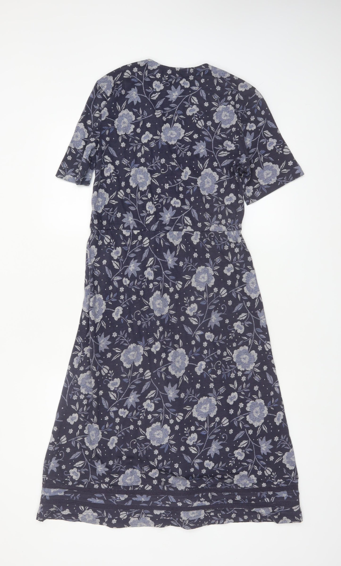 Cambridge Dry Goods Womens Blue Floral Wrap Dress UK 10 Cotton