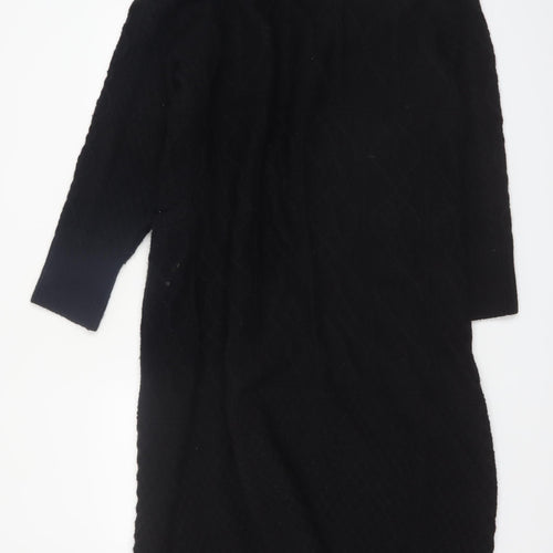 River Island Women Black Cable-Knit Cardigan M Long Sleeve