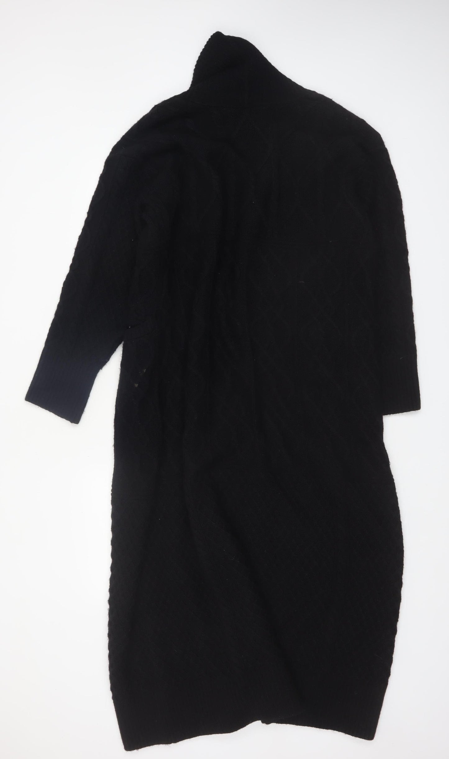 River Island Women Black Cable-Knit Cardigan M Long Sleeve