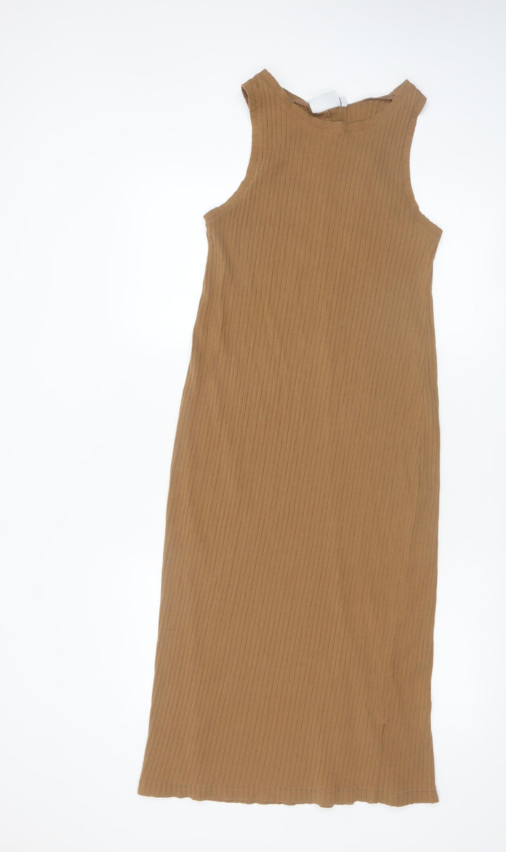 Weekday Women's Brown Midi Ribbed Tank Dress Size M