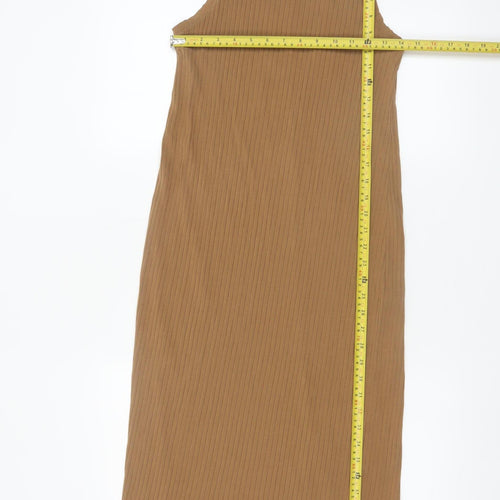 Weekday Women's Brown Midi Ribbed Tank Dress Size M