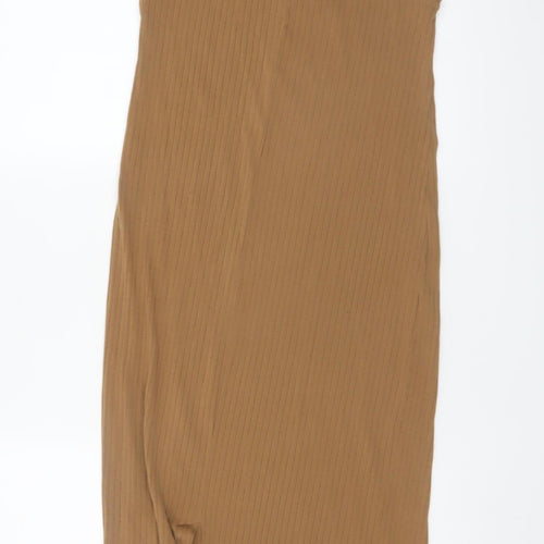 Weekday Women's Brown Midi Ribbed Tank Dress Size M