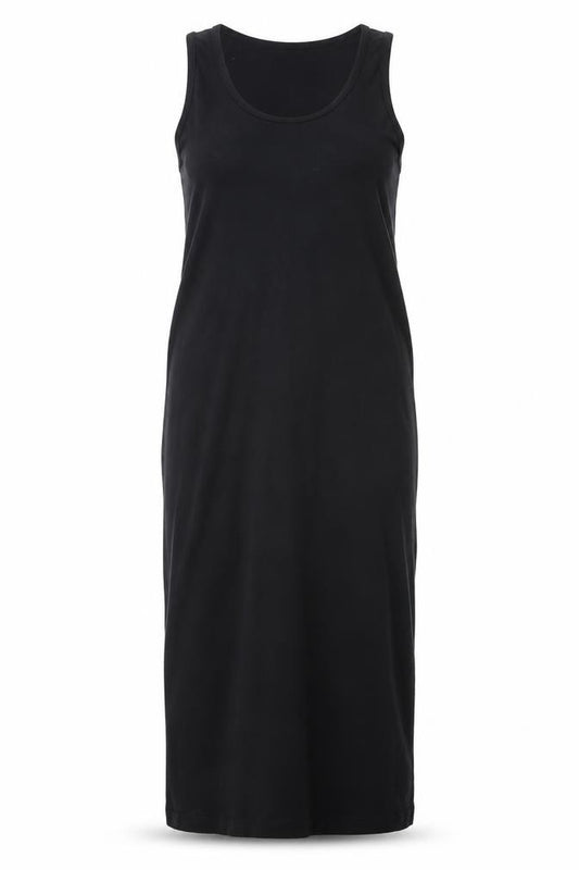 Front view of Mamalicious Women’s Black Long Tank Maternity Dress, size S