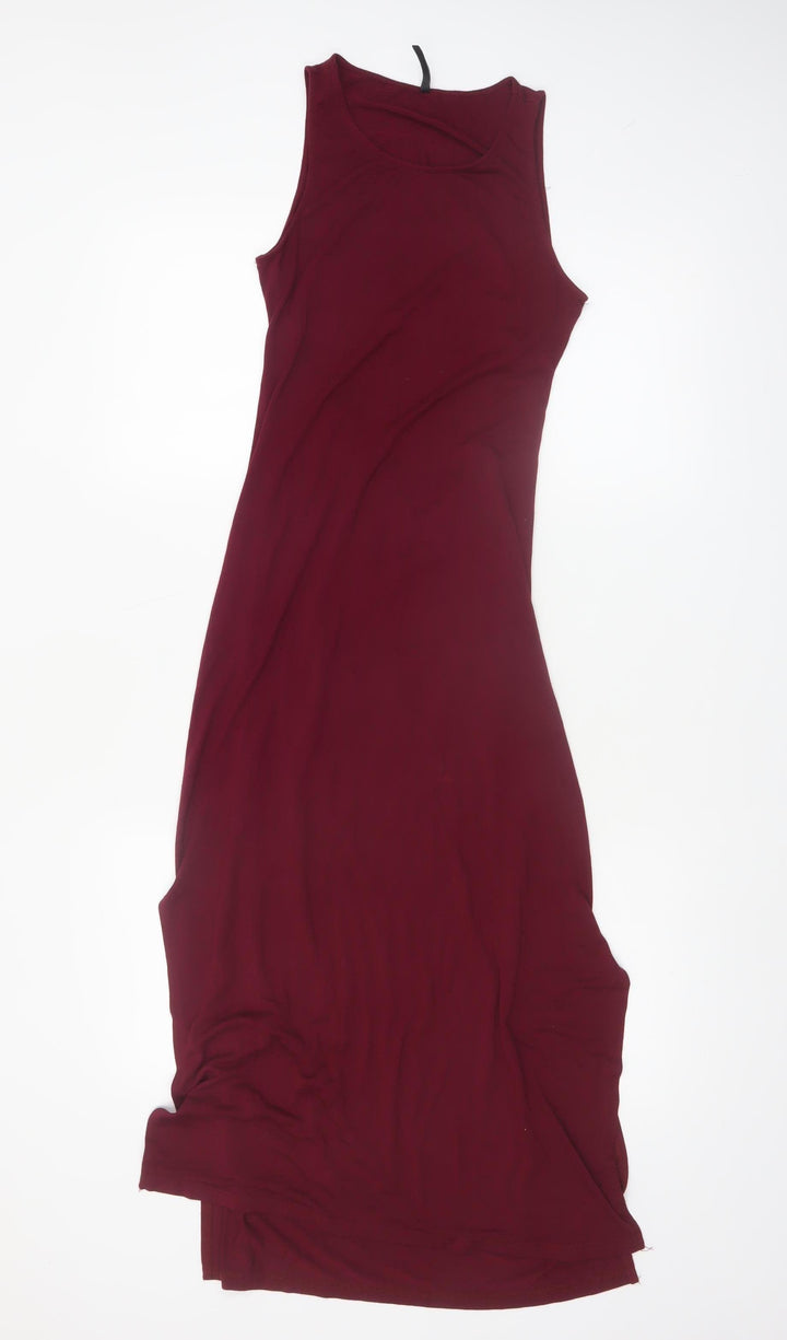 Stradivarius Women Red Size 8 Sleeveless Midi Tank Dress