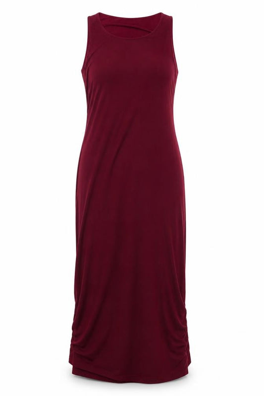 Front view of Stradivarius Women Red, size 8, Sleeveless Midi Tank Dress