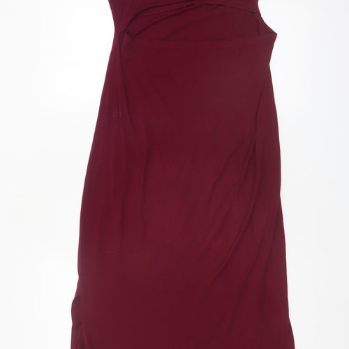 Stradivarius Women Red Size 8 Sleeveless Midi Tank Dress