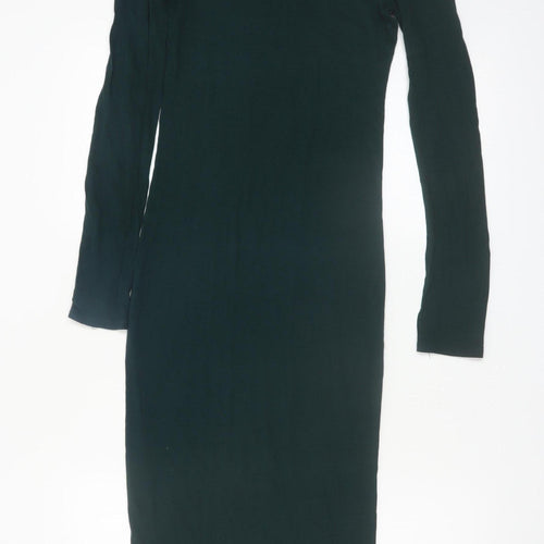 Topshop Women Green Size 8 Bodycon Midi Long Sleeve Dress