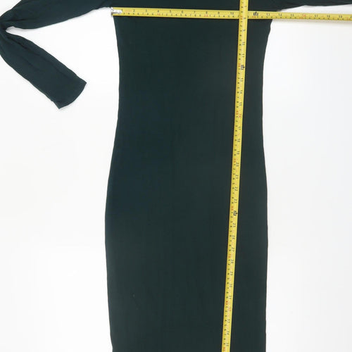 Topshop Women Green Size 8 Bodycon Midi Long Sleeve Dress
