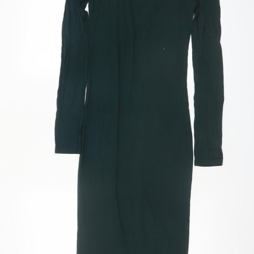 Topshop Women Green Size 8 Bodycon Midi Long Sleeve Dress