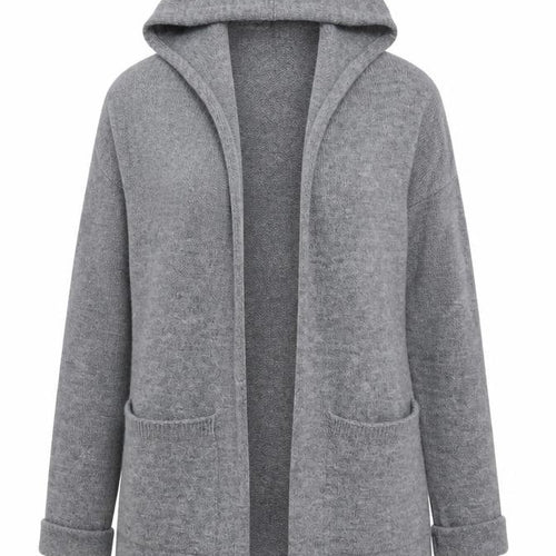 Betty & Co Women’s Grey Long Hooded Cardigan Size L Knit Acrylic