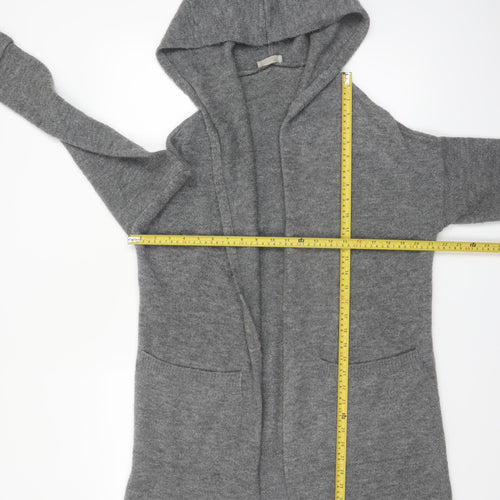 Betty & Co Women’s Grey Long Hooded Cardigan Size L Knit Acrylic