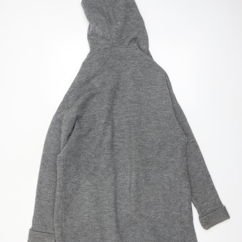 Betty & Co Women’s Grey Long Hooded Cardigan Size L Knit Acrylic