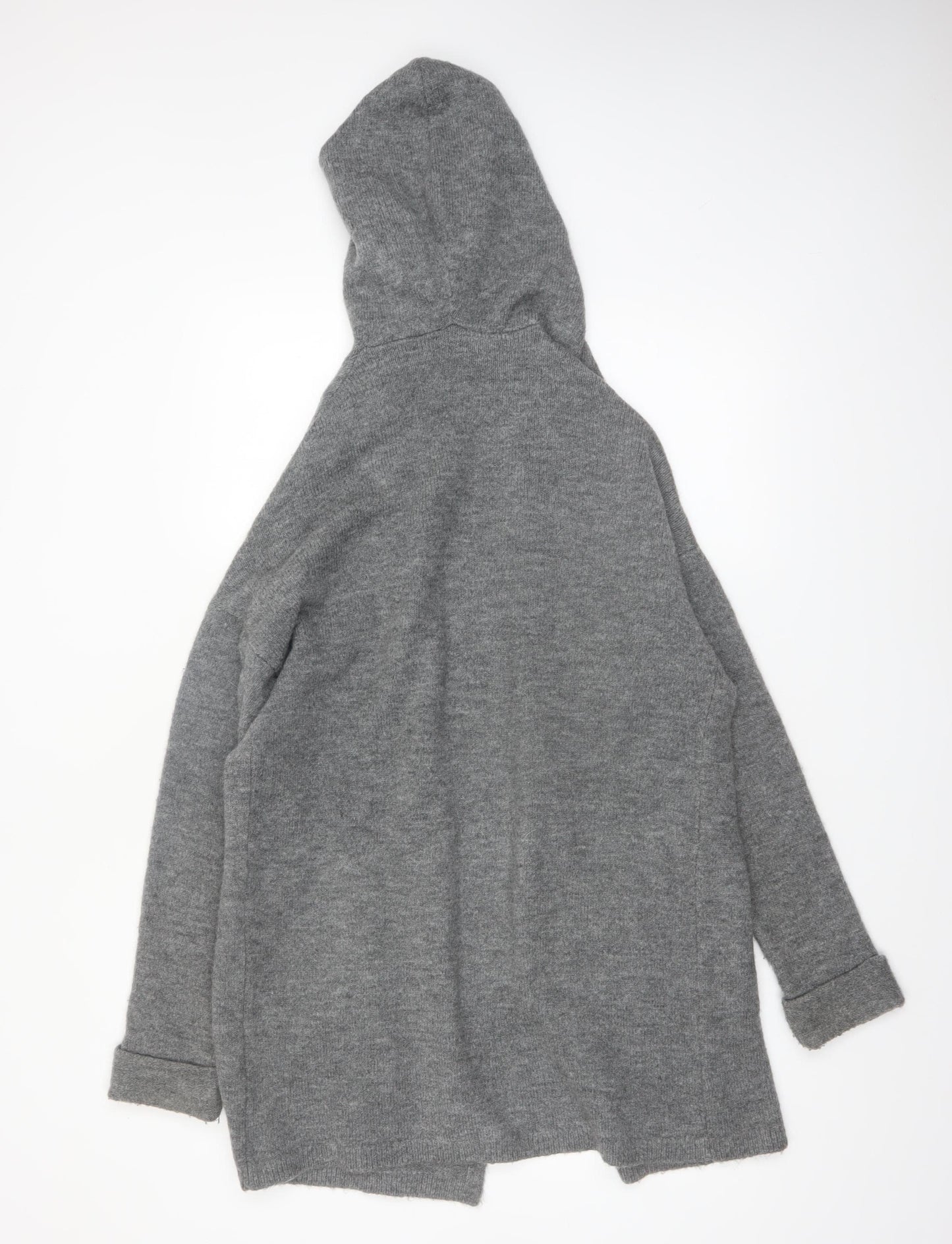 Betty & Co Women’s Grey Long Hooded Cardigan Size L Knit Acrylic