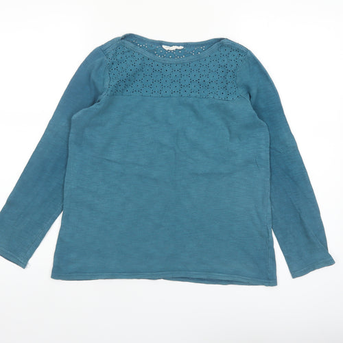 Thought Womens Blue Cotton Long Sleeve Crochet Detail Blouse Size 8