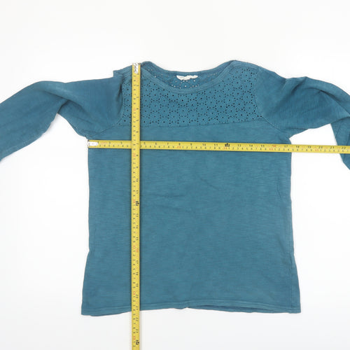 Thought Womens Blue Cotton Long Sleeve Crochet Detail Blouse Size 8