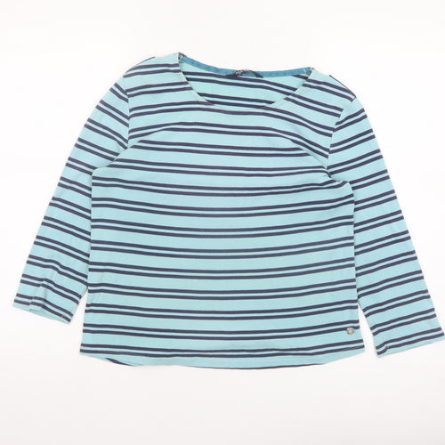 Maine New England Women’s Blue Striped Cotton 3/4 Sleeve Top Size 14