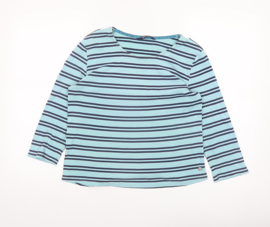 Maine New England Women’s Blue Striped Cotton 3/4 Sleeve Top Size 14