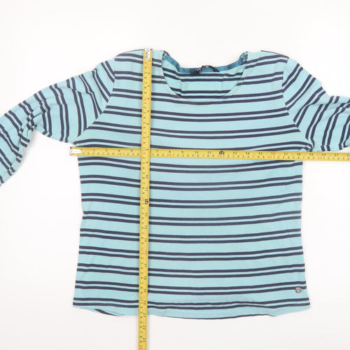 Maine New England Women’s Blue Striped Cotton 3/4 Sleeve Top Size 14