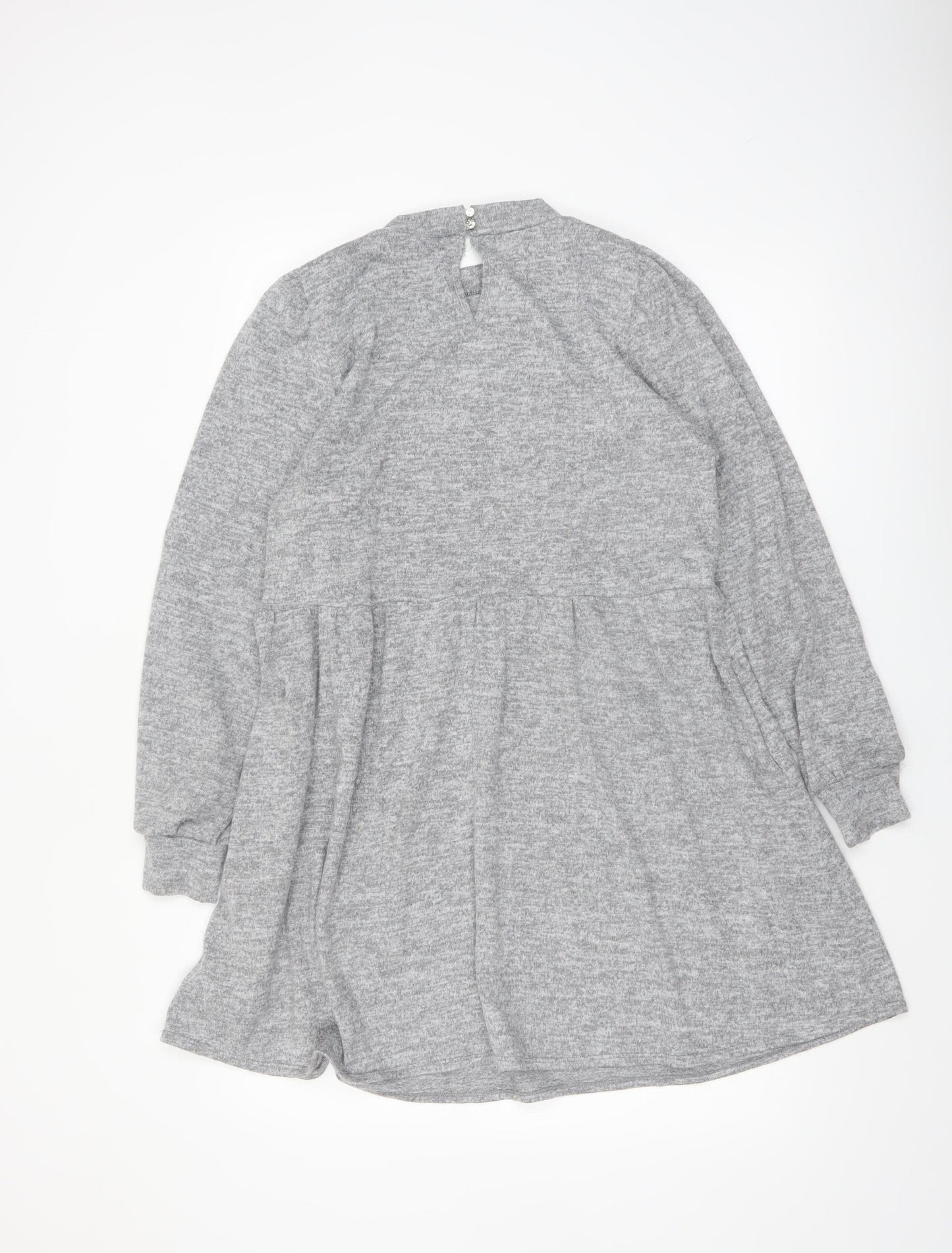New Look Women Grey Knit Long Sleeve Skater Dress Size 12
