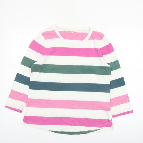 FatFace Women’s Multicoloured Stripe Cotton 3/4 Sleeve T-Shirt Size 10
