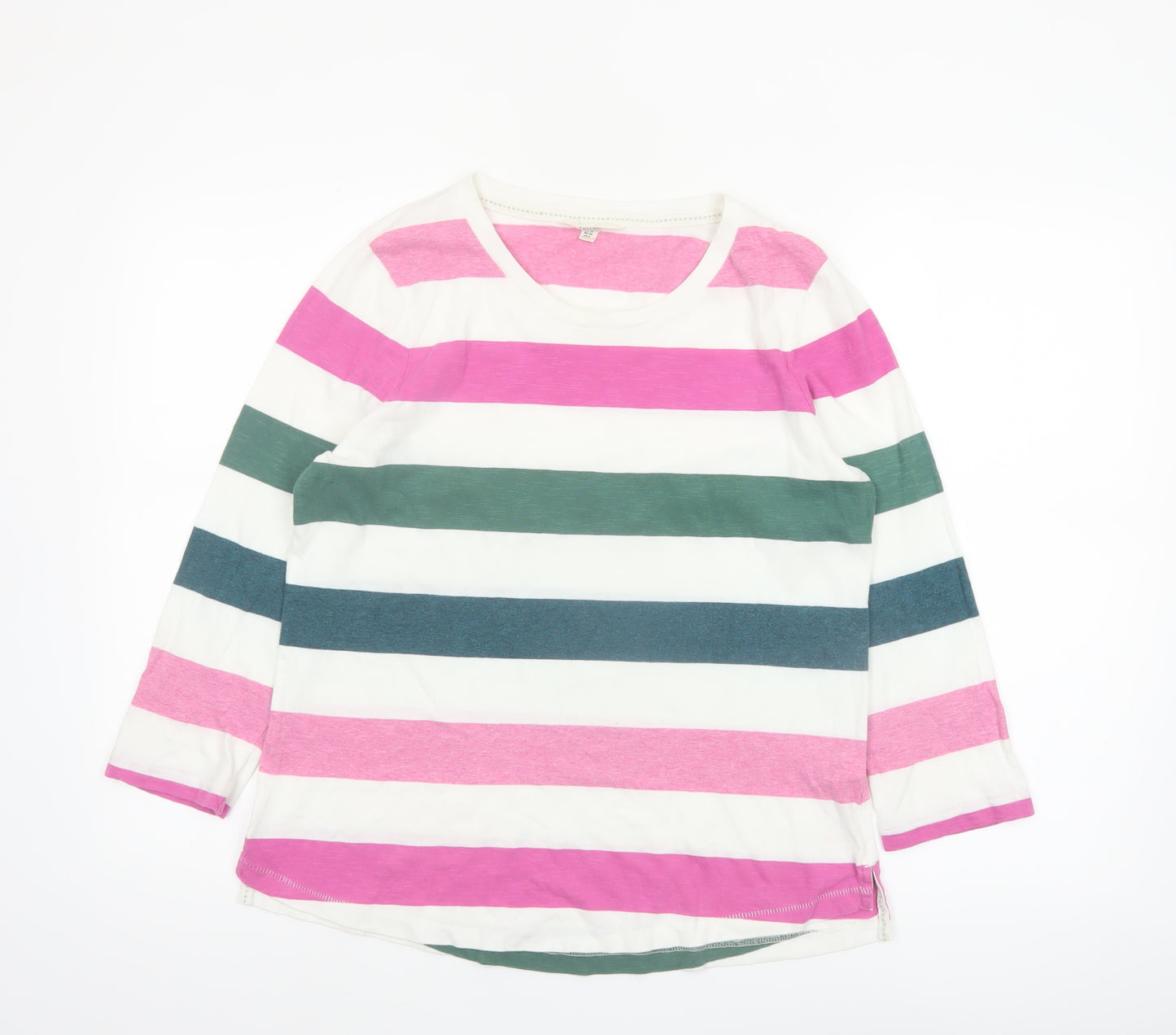 FatFace Women’s Multicoloured Stripe Cotton 3/4 Sleeve T-Shirt Size 10