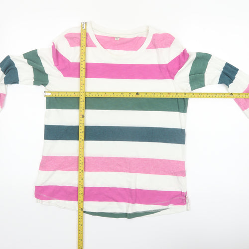 FatFace Women’s Multicoloured Stripe Cotton 3/4 Sleeve T-Shirt Size 10