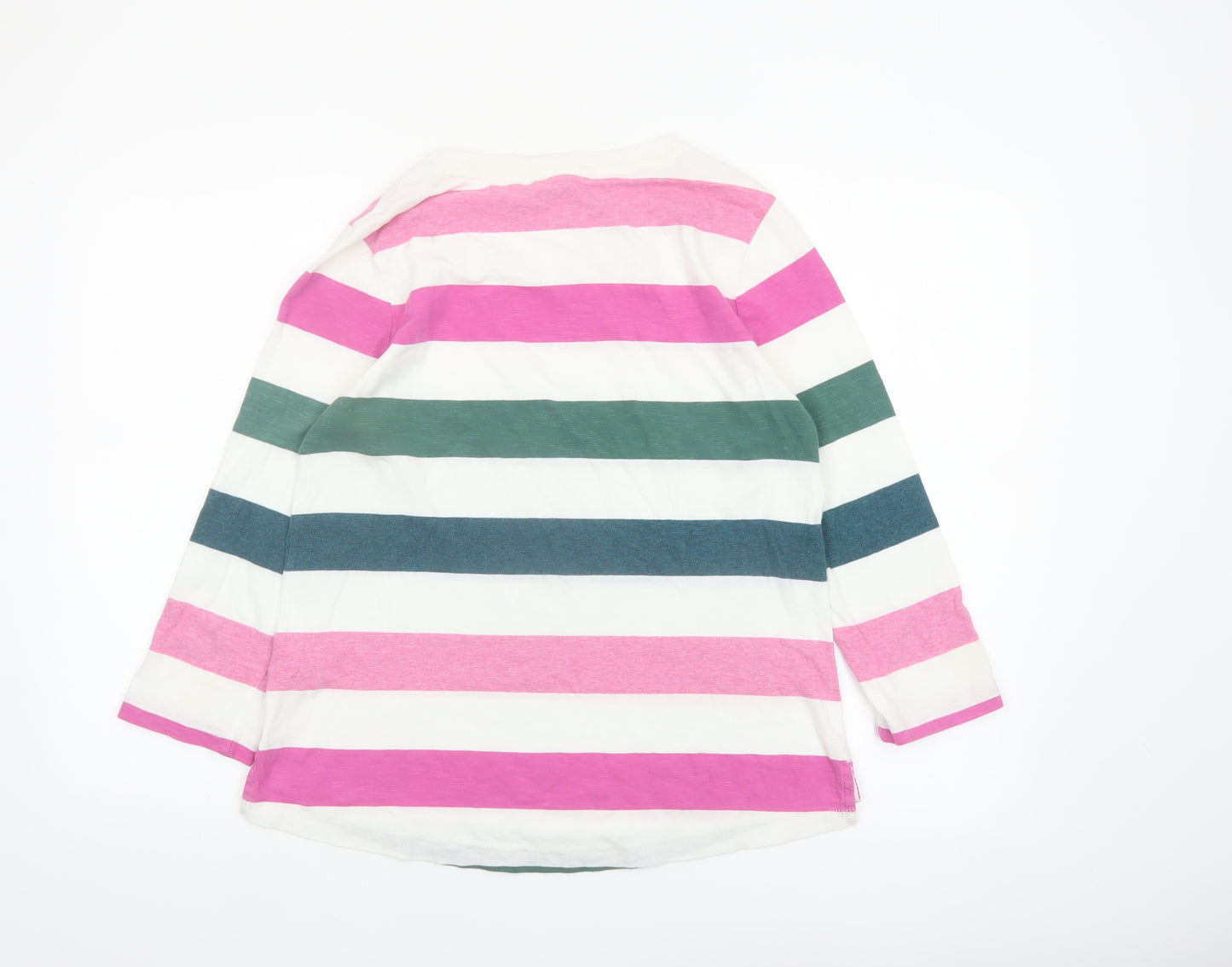 FatFace Women’s Multicoloured Stripe Cotton 3/4 Sleeve T-Shirt Size 10