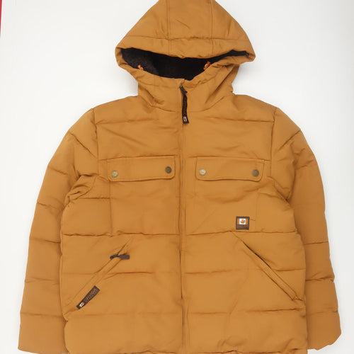 Canada Workgear Men's Brown XL Puffer Jacket Hooded Winter Coat