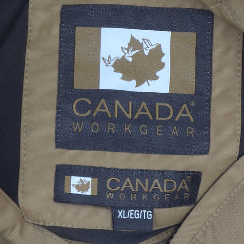 Canada Workgear Men's Brown XL Puffer Jacket Hooded Winter Coat