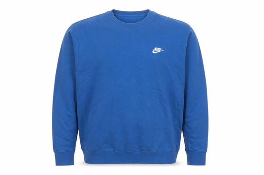 Front view of Nike Men's Blue Crew Neck Pullover Sweatshirt, size L