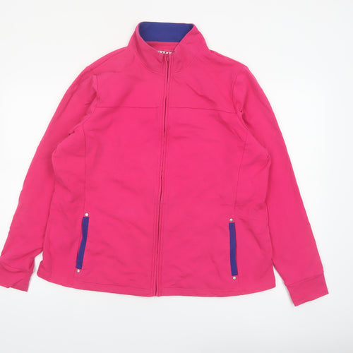 Casual Collection Women Pink Cotton Blend Zip Jacket UK 20