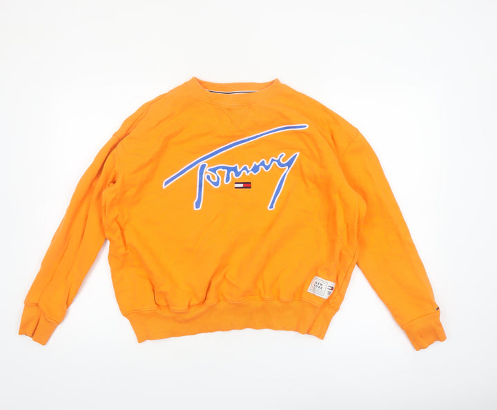 Tommy Jeans Women's Orange Cotton Pullover Sweatshirt S