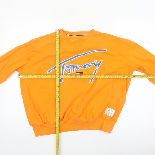 Tommy Jeans Women's Orange Cotton Pullover Sweatshirt S